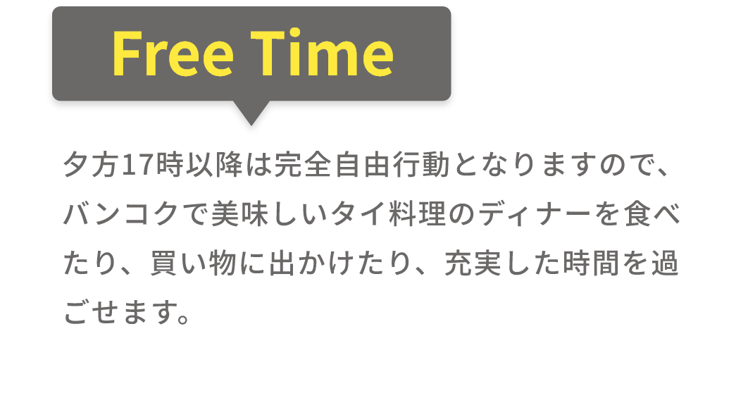 夕方17時以降は完全自由行動となります